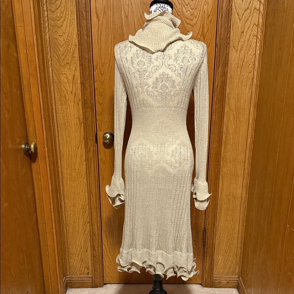 Boston Proper Tan Waterfall Ruffled Longline Cardigan with Ties Lightweight Med - Picture 8 of 11